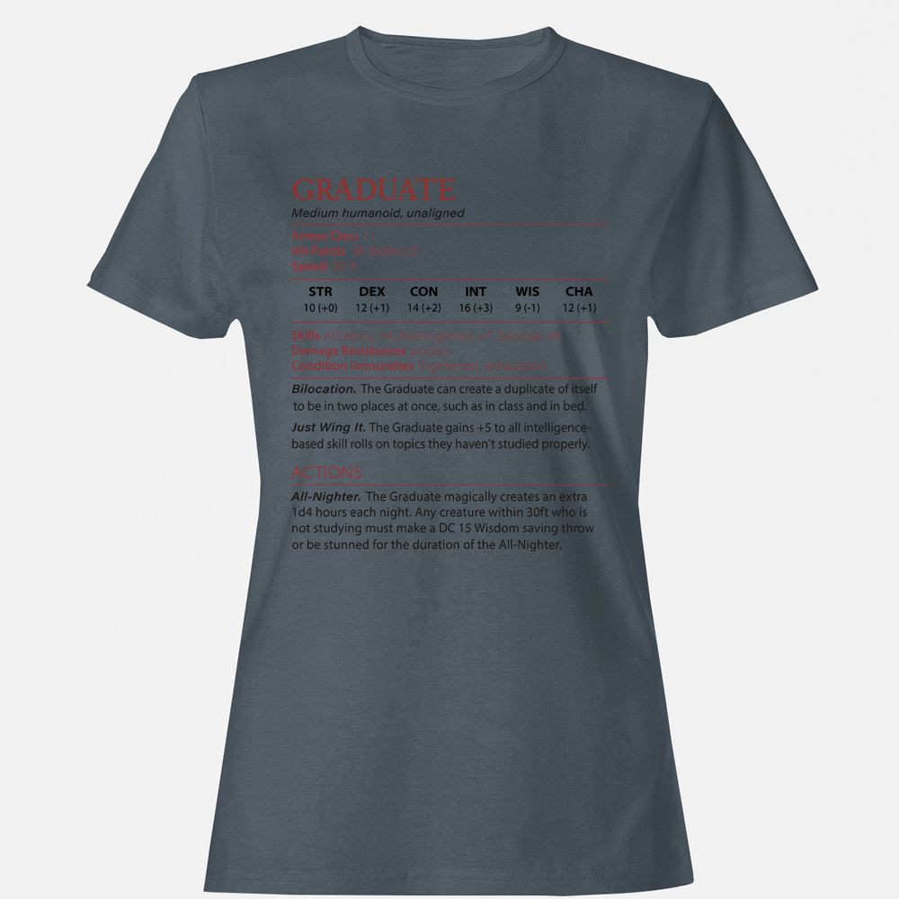 Graduate Stats Women's T-Shirt - Charcoal - 3