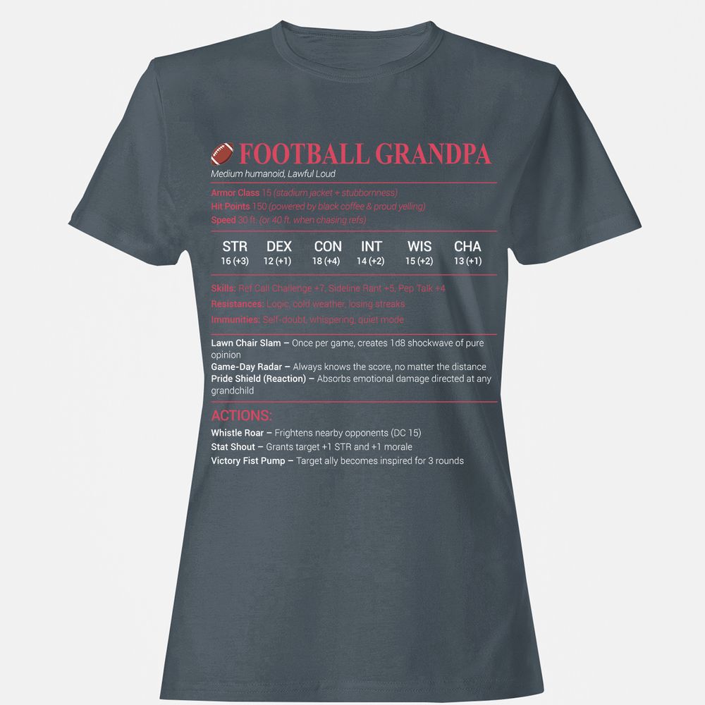 Football Grandpa Women's T-Shirt - Charcoal - 3