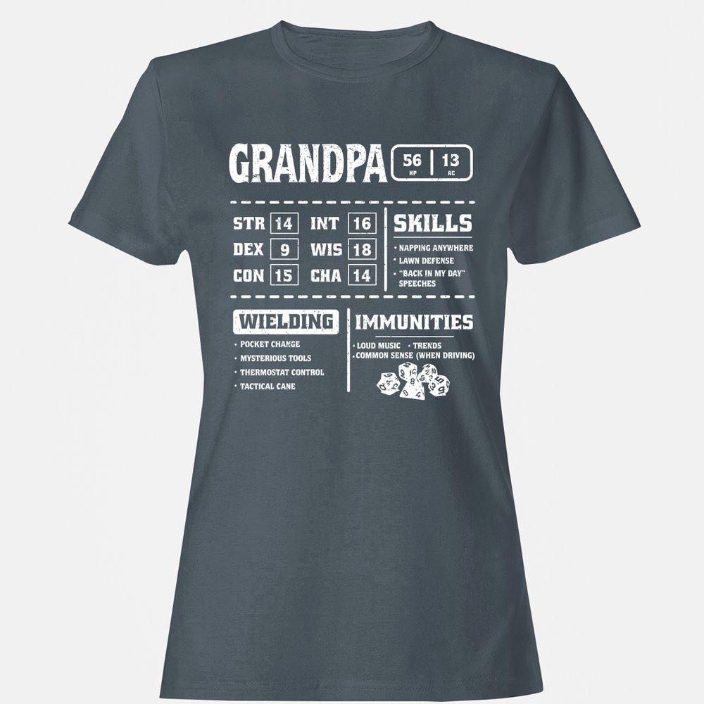 Grandpa Stats 2 Women's T-Shirt - Charcoal - 3