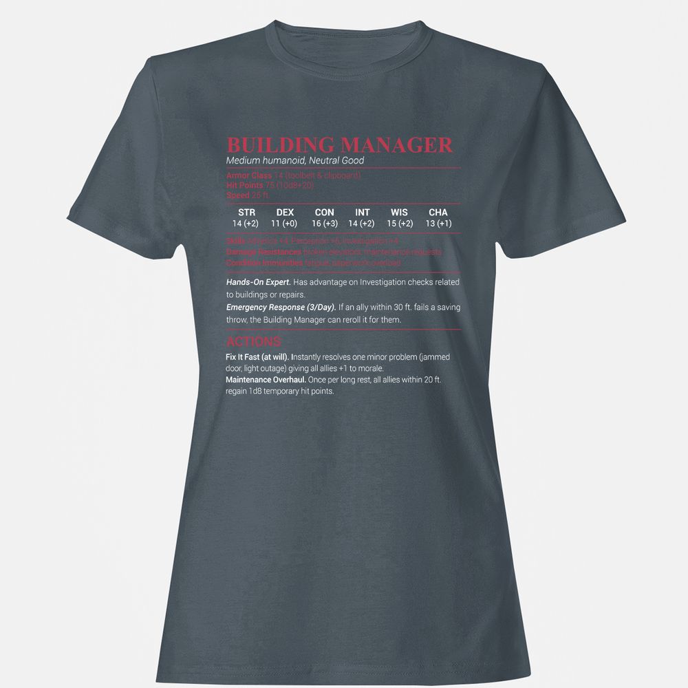 Building Manager Women's T-Shirt - Charcoal - 3