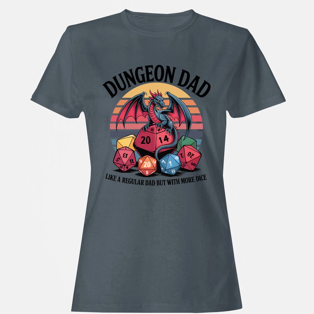 Dungeon Dad With More Dice Women's T-Shirt - Charcoal - 3