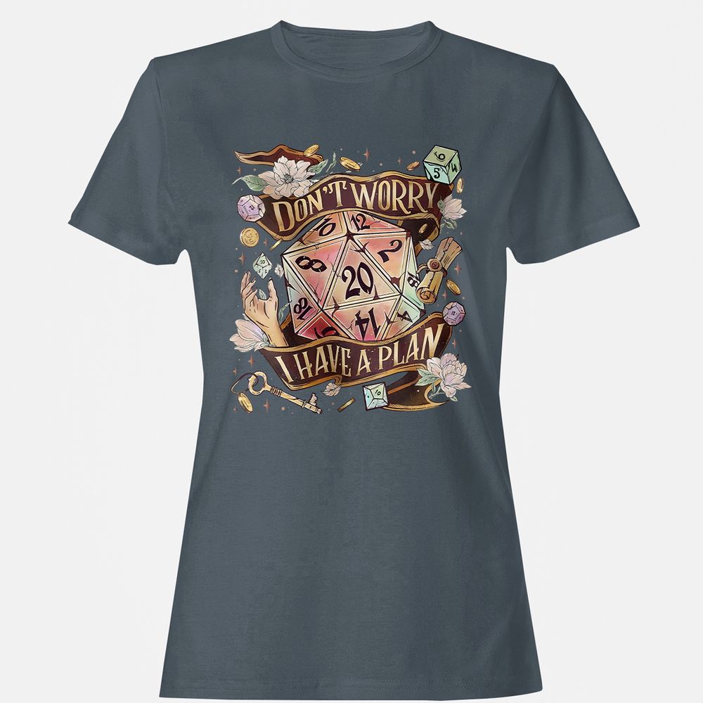 Floral Don't Worry I Have A Plan Women's T-Shirt - Charcoal - 3