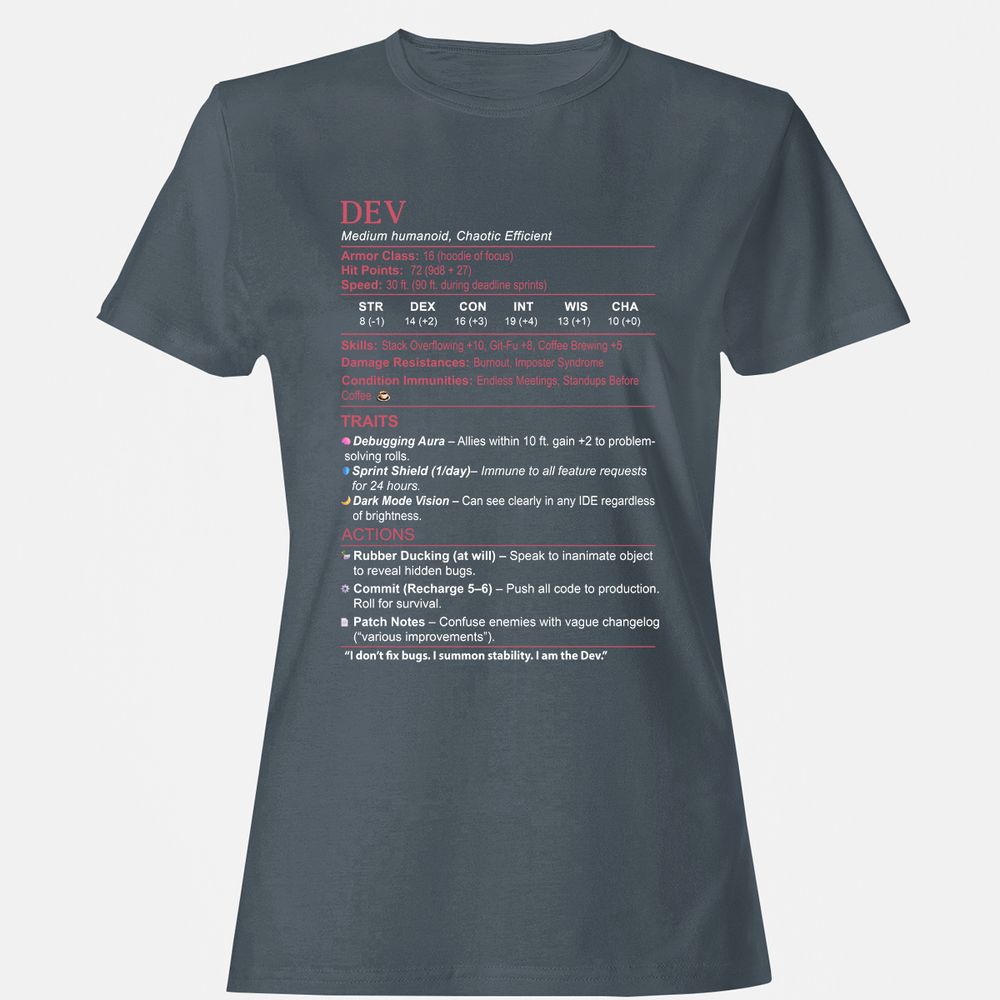 DEV Stats Women's T-Shirt - Charcoal - 3