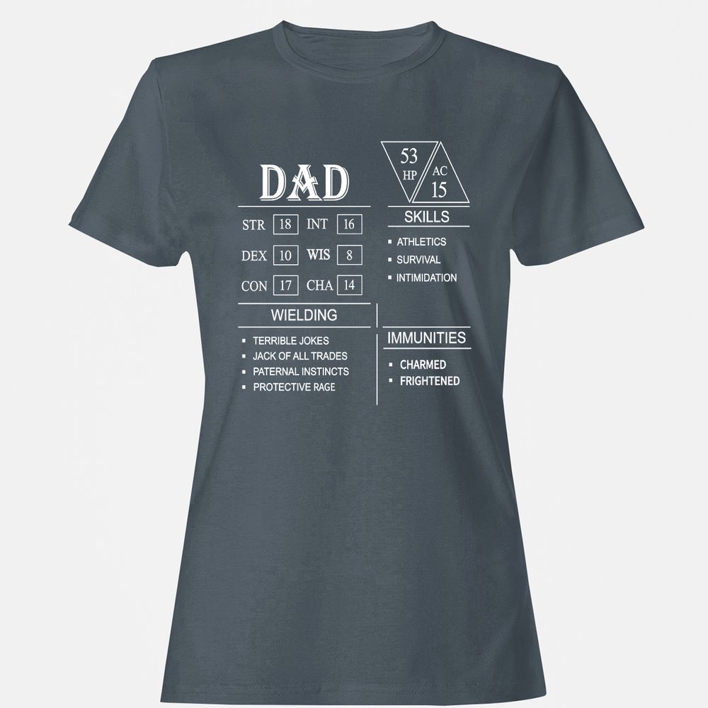 Dad Stat Block Women's T-Shirt - Charcoal - 3