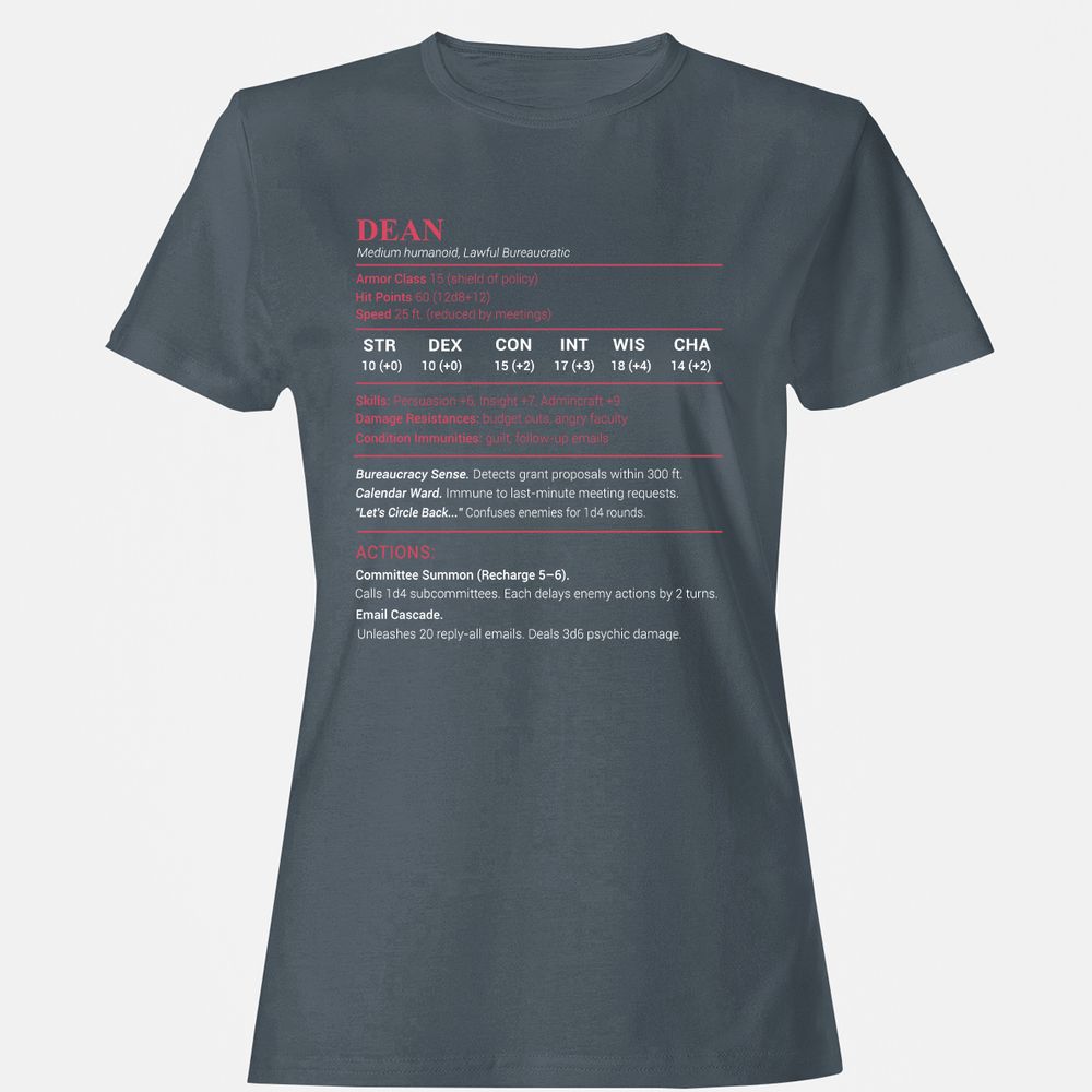 Dean Stats Women's T-Shirt - Charcoal - 3
