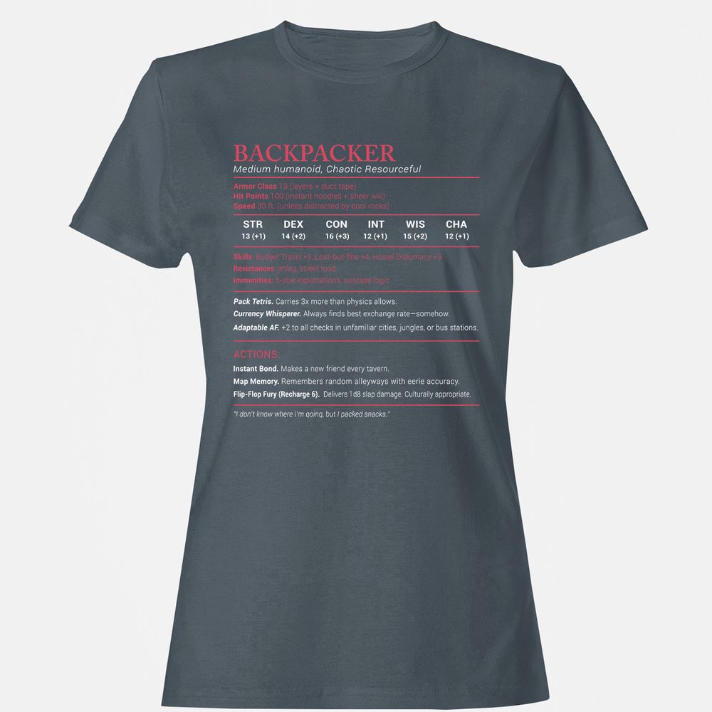 Backpacker Stats Women's T-Shirt - Charcoal - 3