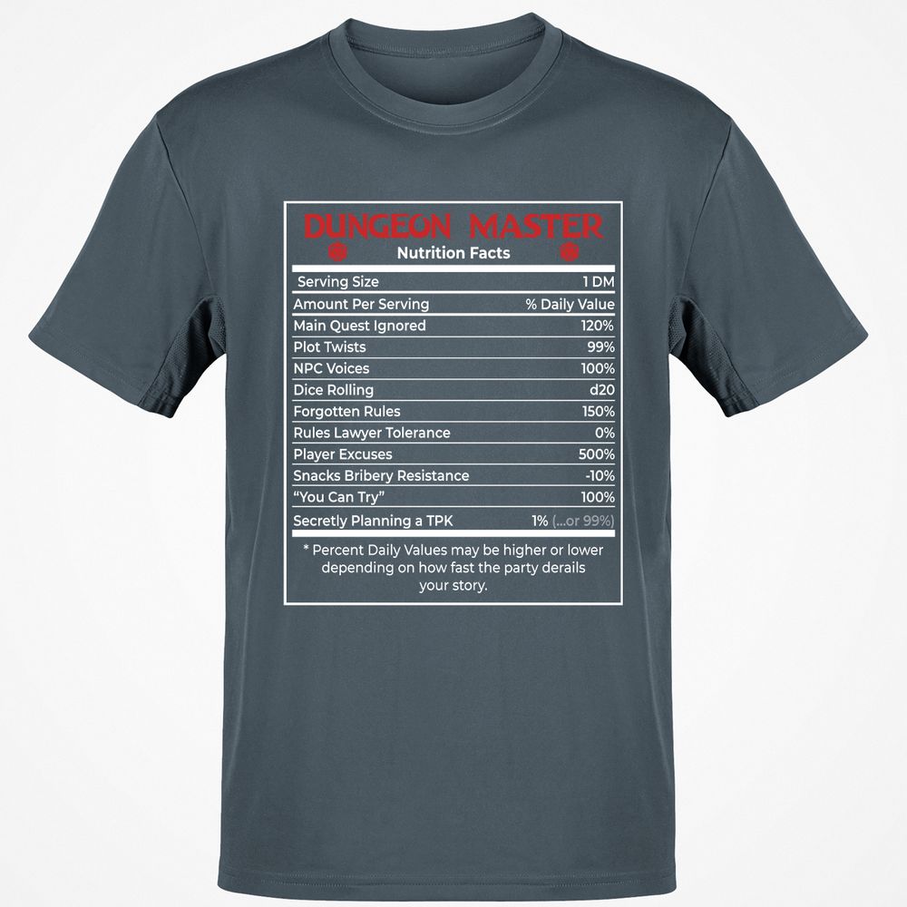 Dungeon Master Nutrition Facts Classic Unisex T-Shirt - Charcoal - 3