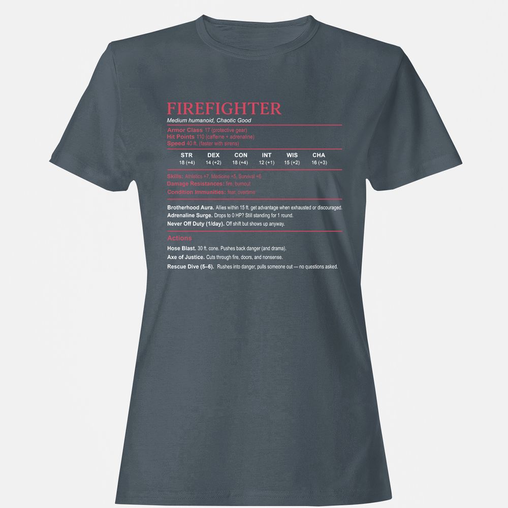 Firefighter Stats Women's T-Shirt - Charcoal - 3