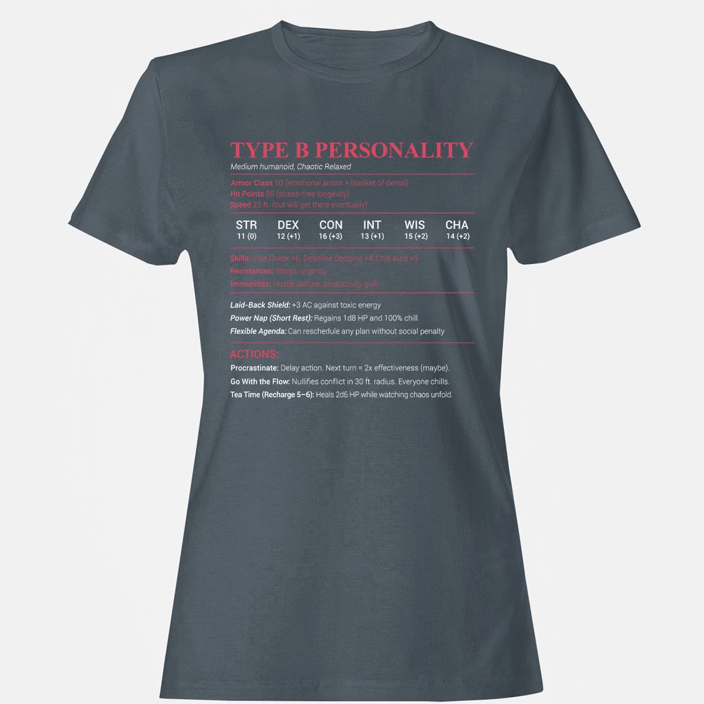 Type B Stats Women's T-Shirt - Charcoal - 3