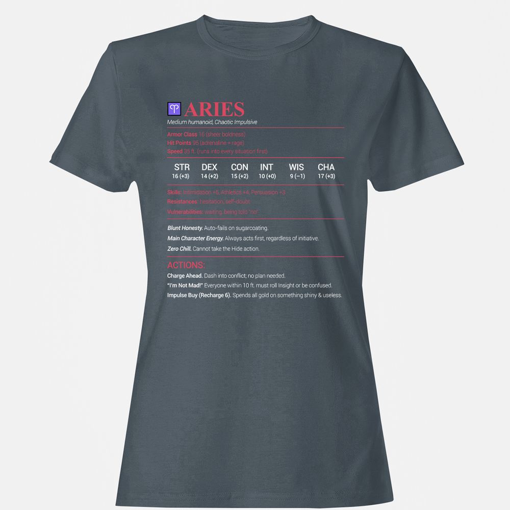 Aries Stats Women's T-Shirt - Charcoal - 3