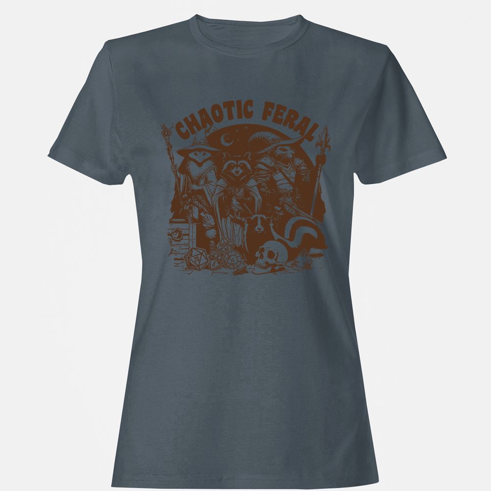 Raccoon Chaotic Feral Women's T-Shirt - Charcoal - 3