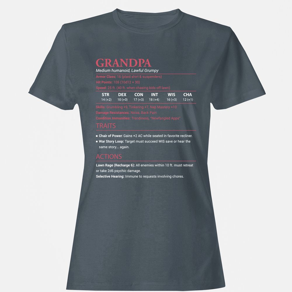 Grandpa Stats Women's T-Shirt - Charcoal - 3