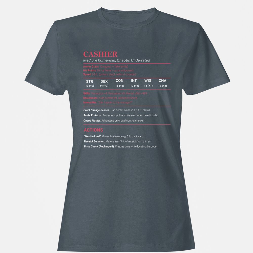 Cashier Stats Women's T-Shirt - Charcoal - 3