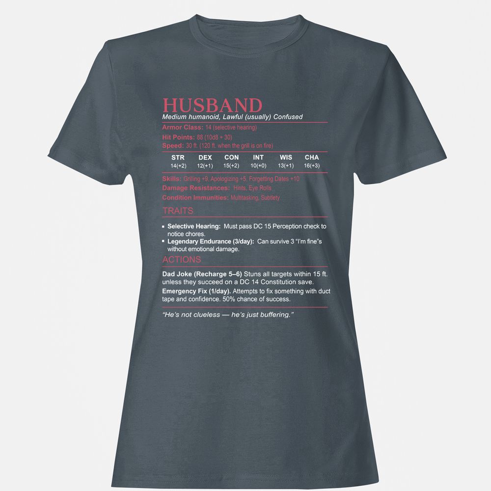 Husband Stats Women's T-Shirt - Charcoal - 3