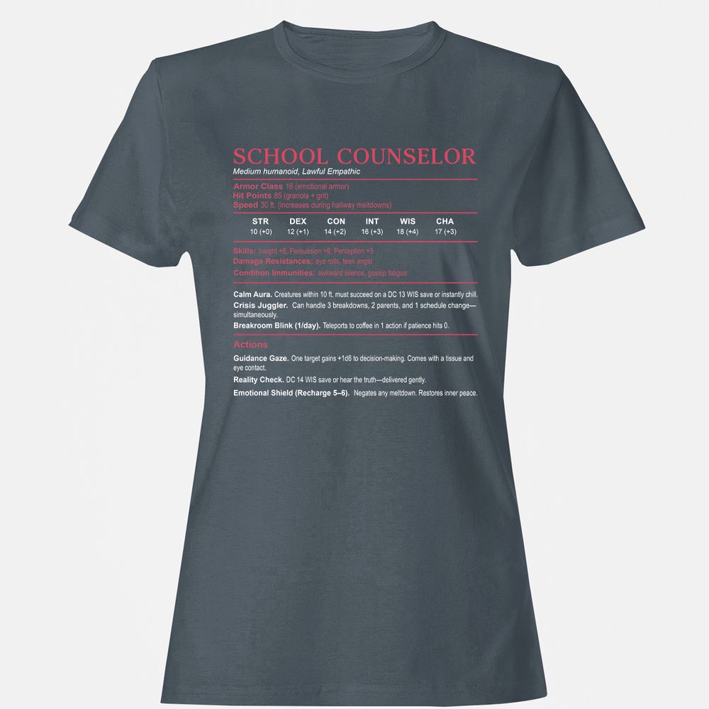 School Counselor Stats Women's T-Shirt - Charcoal - 3