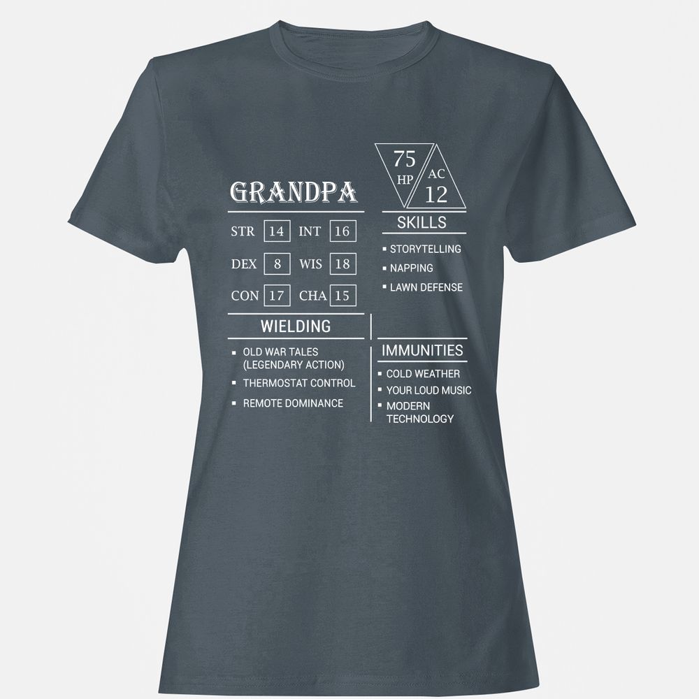 Grandpa Stats Women's T-Shirt - Charcoal - 3