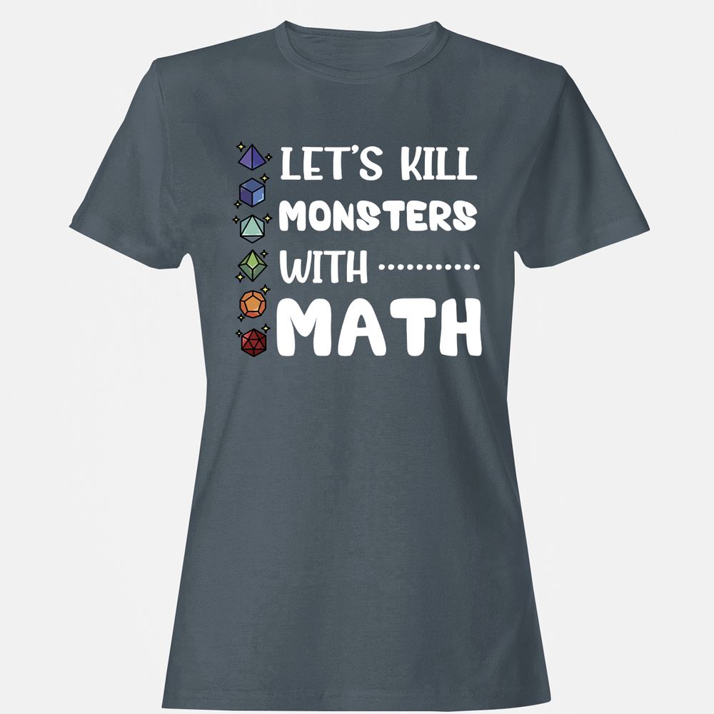 Let's Kill Monsters With Math Women's T-Shirt - Charcoal - 3