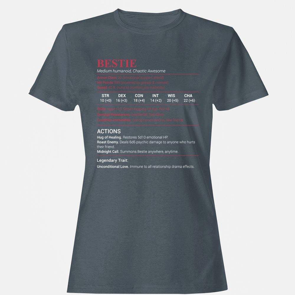 Bestie Stats Women's T-Shirt - Charcoal - 3