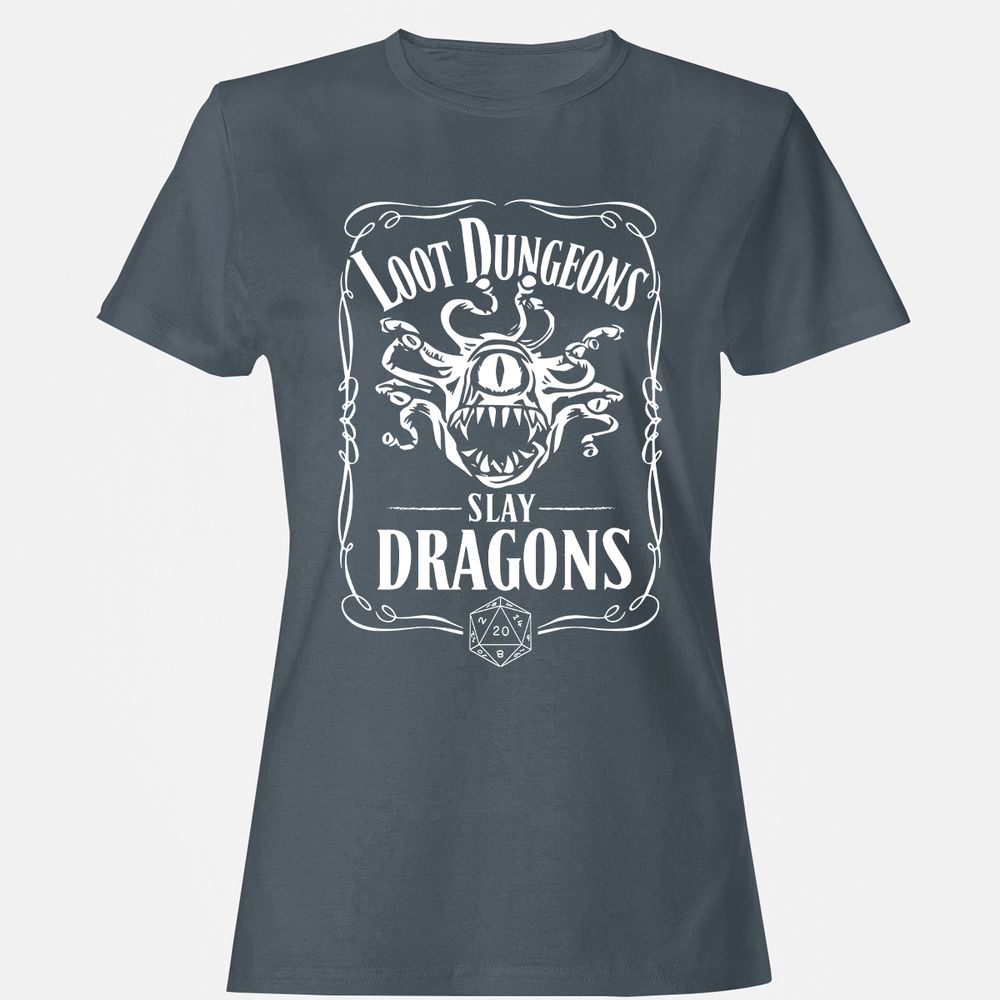 Loot Dungeon Slay Dragons Women's T-Shirt - Charcoal - 3