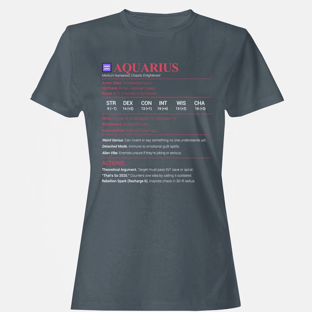 Aquarius Stats Women's T-Shirt - Charcoal - 3