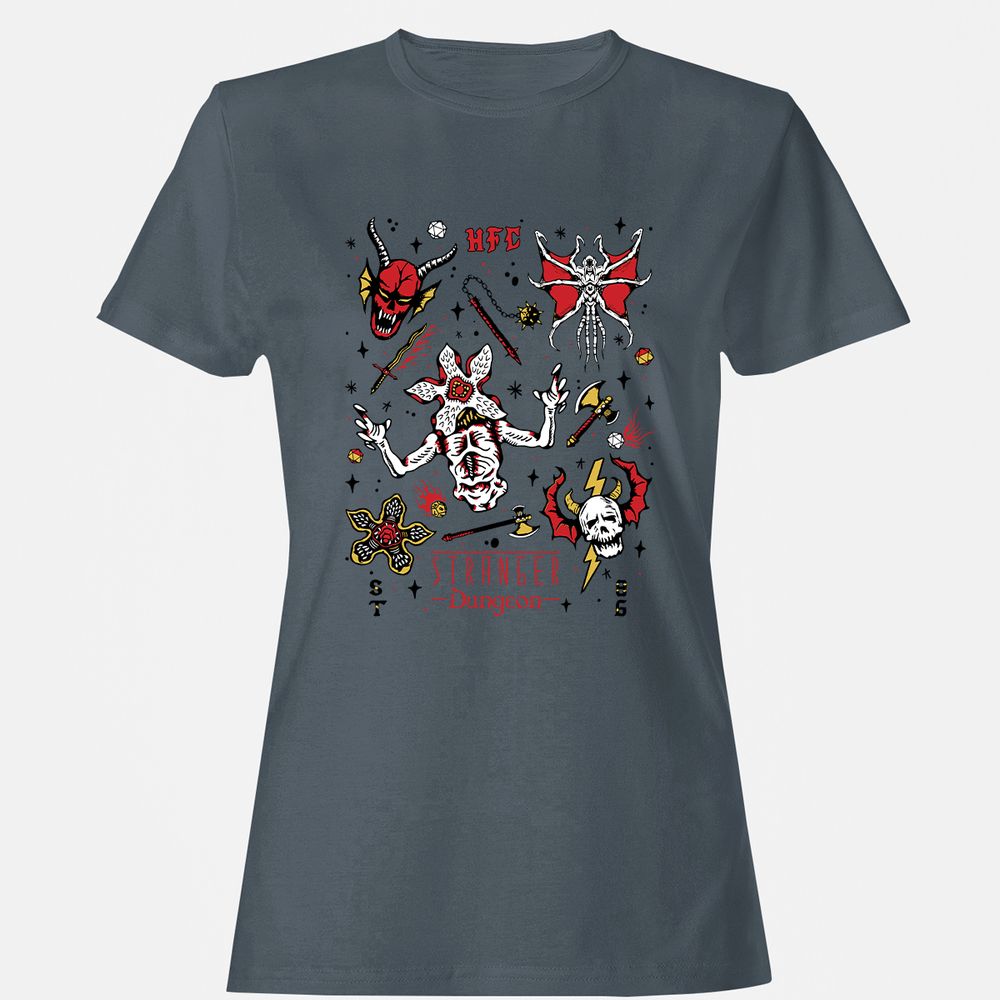 STRANGER DUNGEON Women's T-Shirt - Charcoal - 3