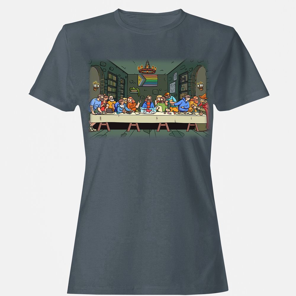 DnD Characters Pride Themed The Last Supper Shirt Women's T-Shirt - Charcoal - 3