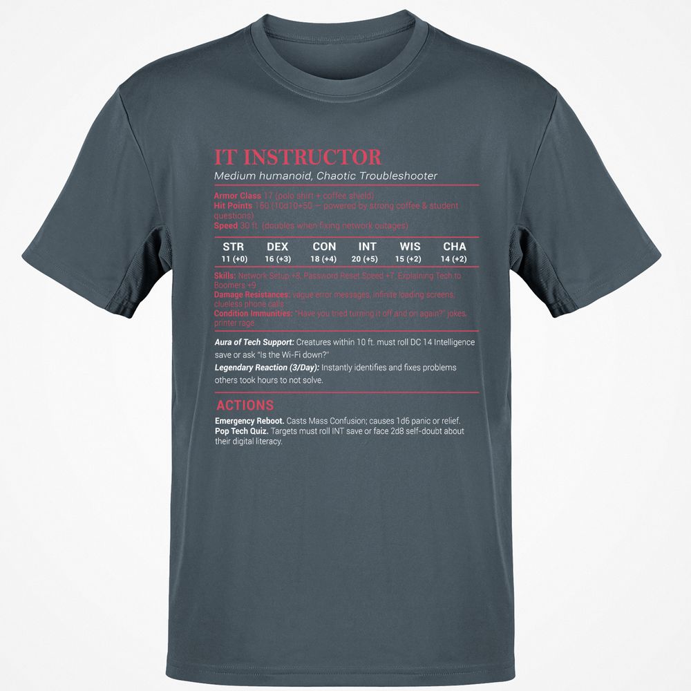 IT Instructor Classic Unisex T-Shirt - Charcoal - 3