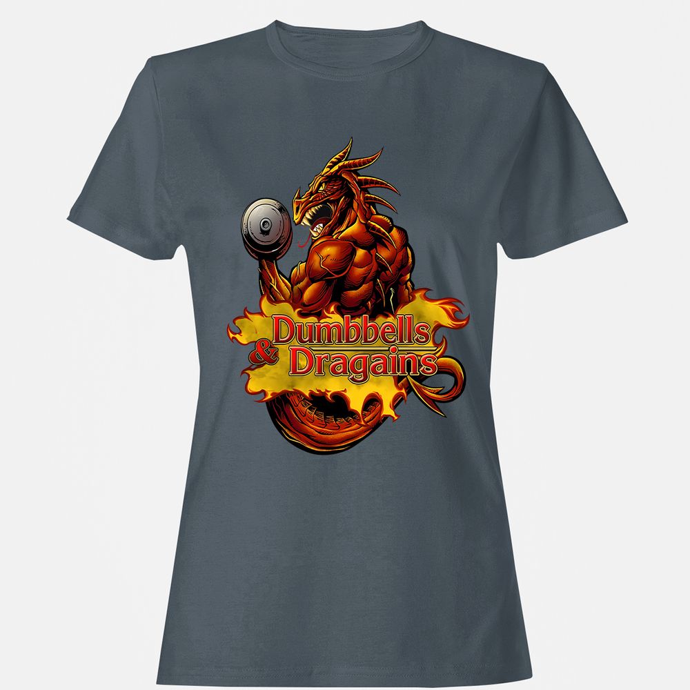 Dumbbells & Dragains Women's T-Shirt - Charcoal - 3