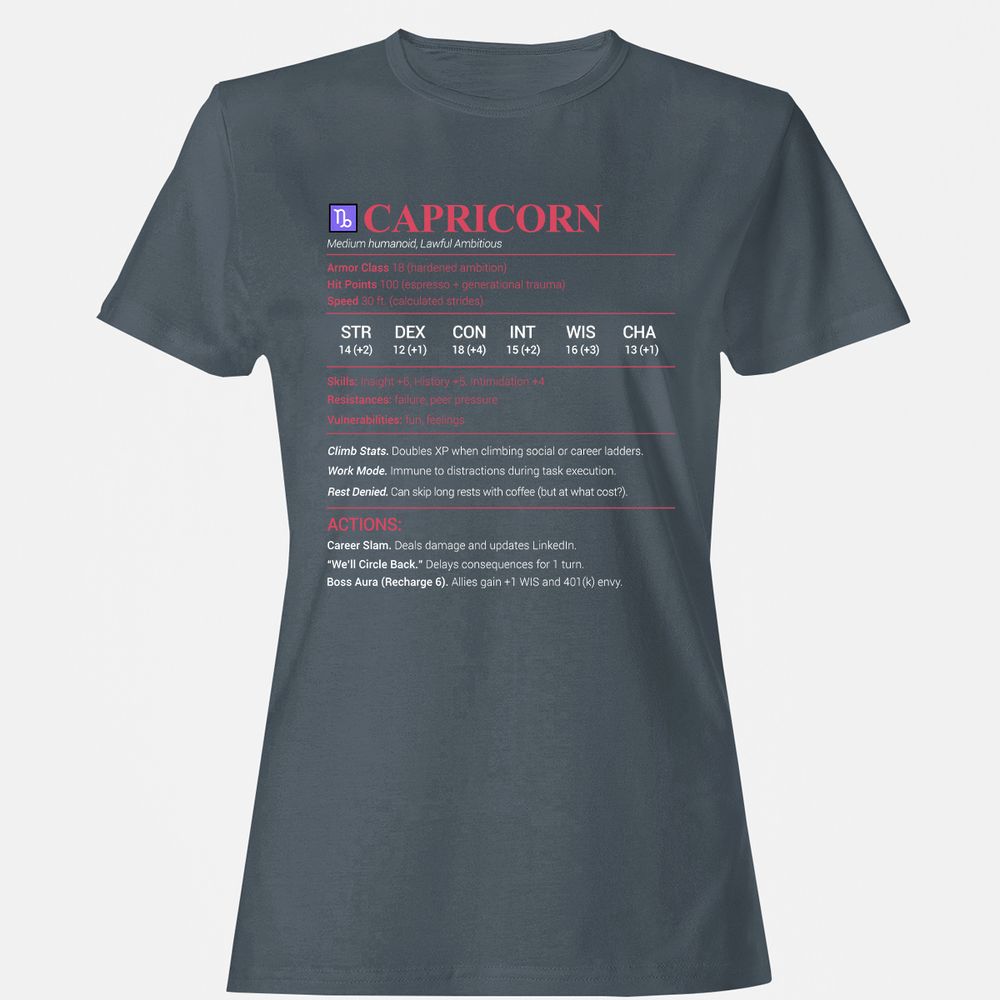Capricorn Stats Women's T-Shirt - Charcoal - 3