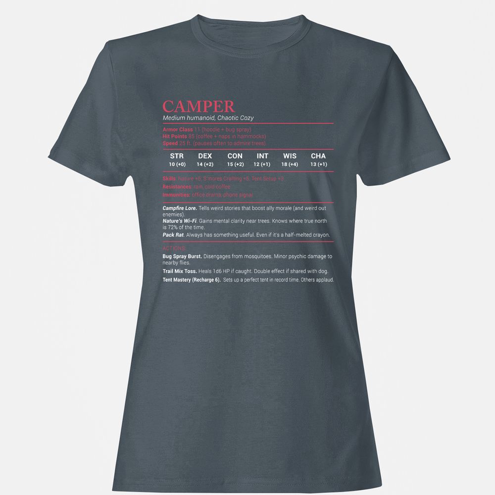 Camper Stats Women's T-Shirt - Charcoal - 3