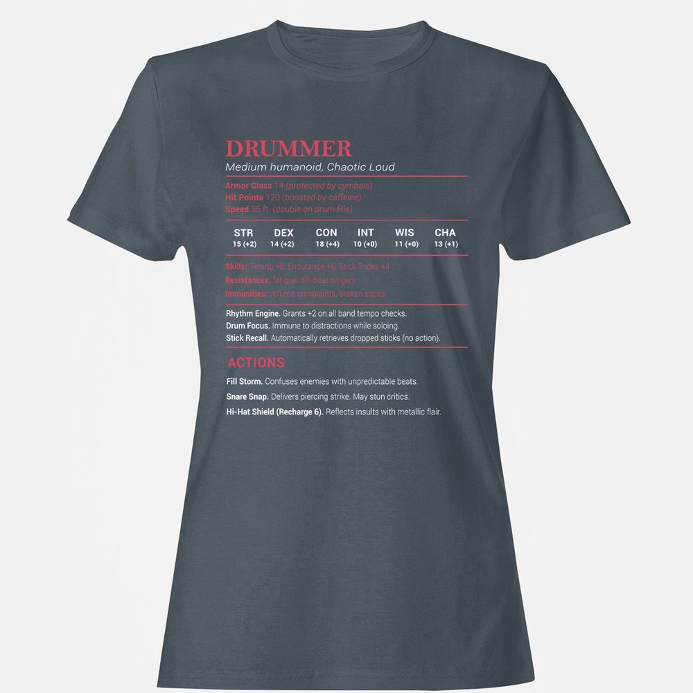Drummer Stats Women's T-Shirt - Charcoal - 3