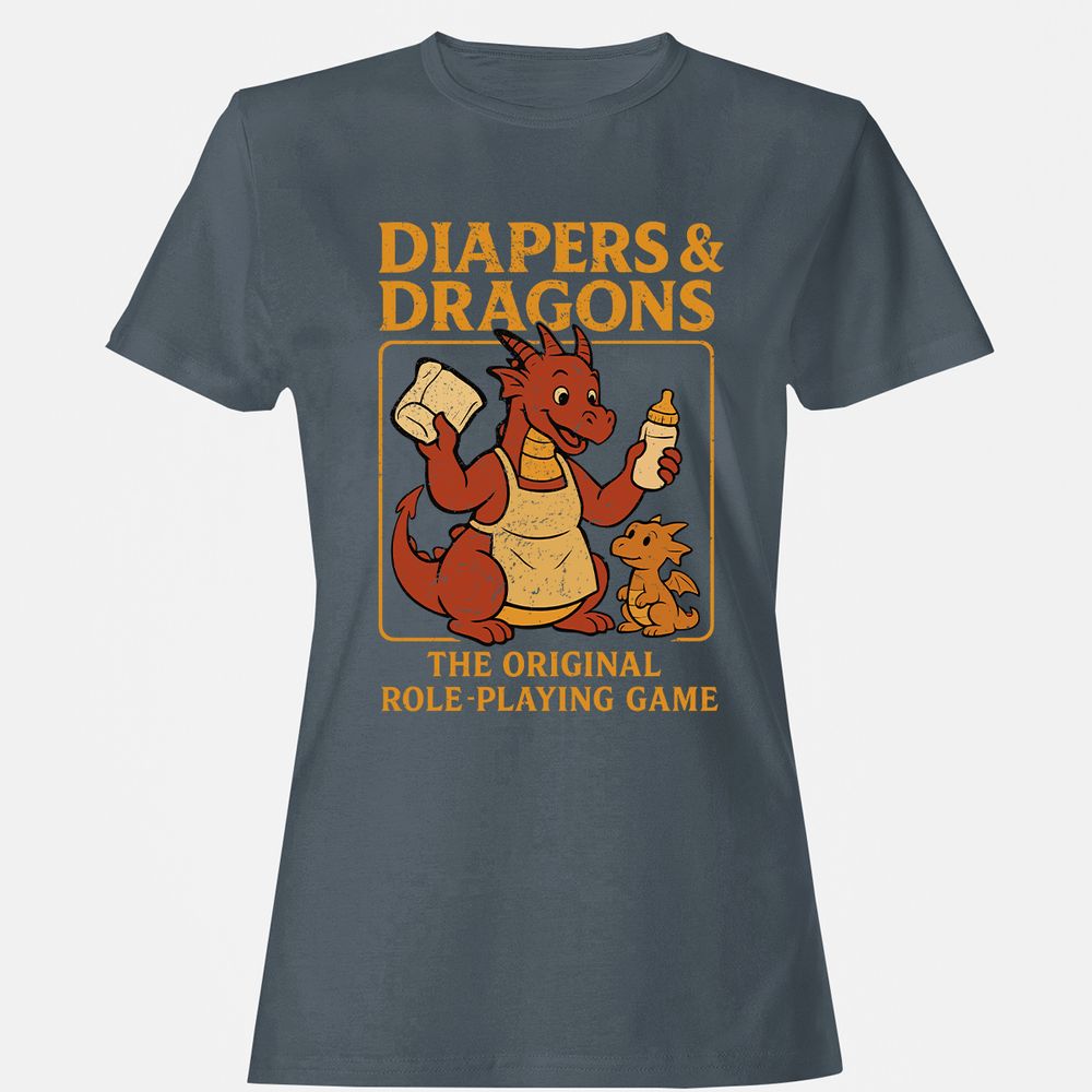 Diapers & Dragons Women's T-Shirt - Charcoal - 3