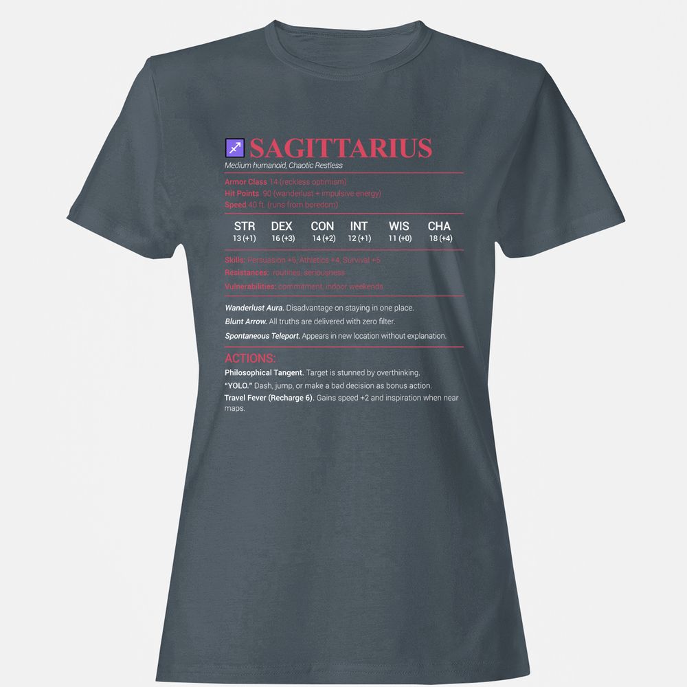 Sagittarius Stats Women's T-Shirt - Charcoal - 3