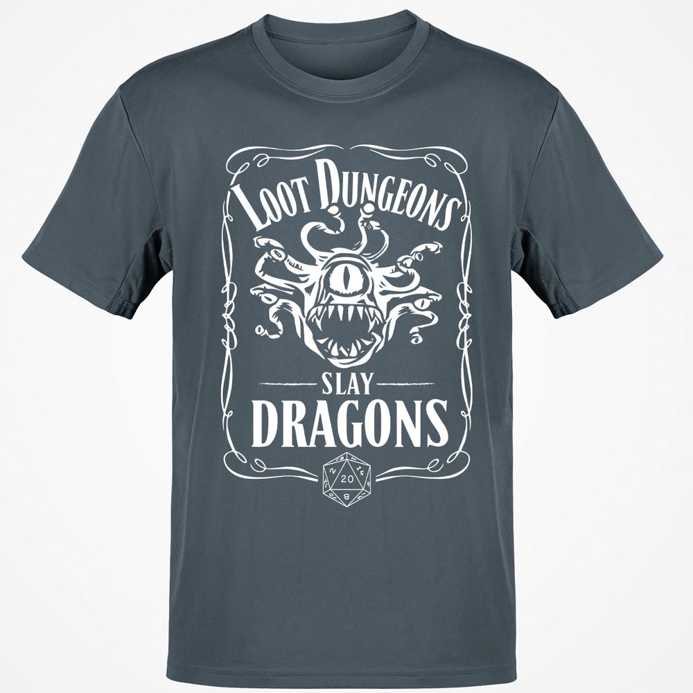 Loot Dungeon Slay Dragons Classic Unisex T-Shirt - Charcoal - 3