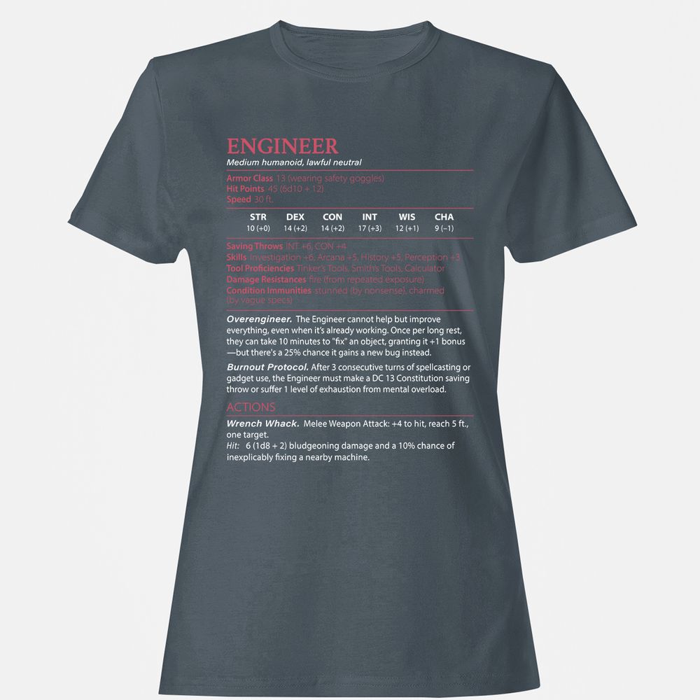 Engineer Stats Women's T-Shirt - Charcoal - 3