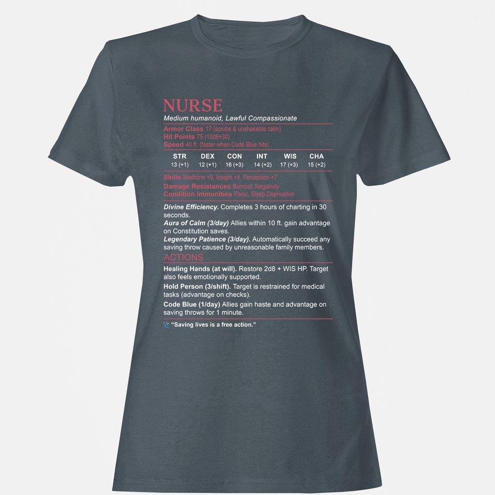 Nurse Stats 3 Women's T-Shirt - Charcoal - 3