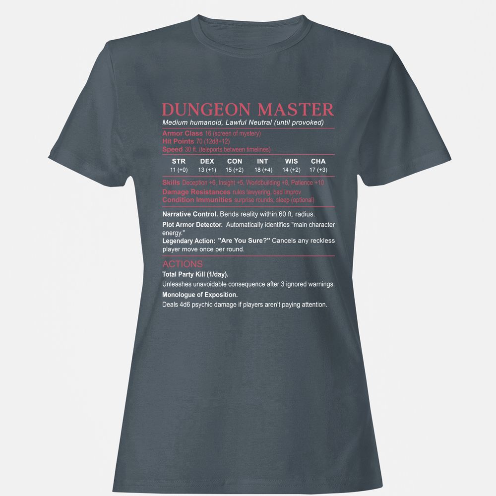 Dungeon Master Stats Women's T-Shirt - Charcoal - 3