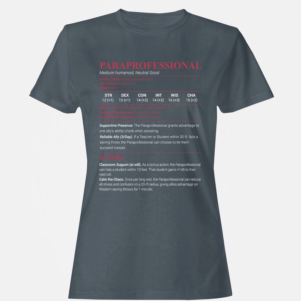 Paraprofessional Women's T-Shirt - Charcoal - 3