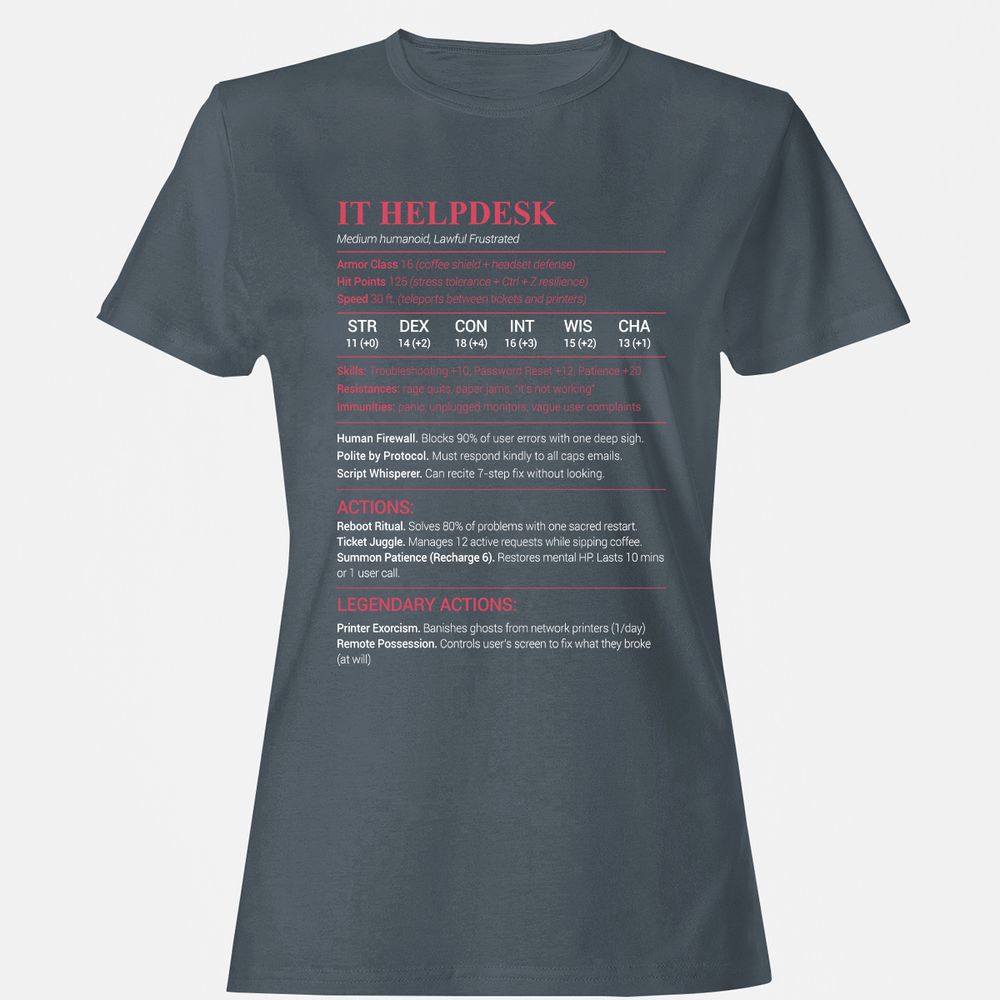 IT Helpdesk Women's T-Shirt - Charcoal - 3
