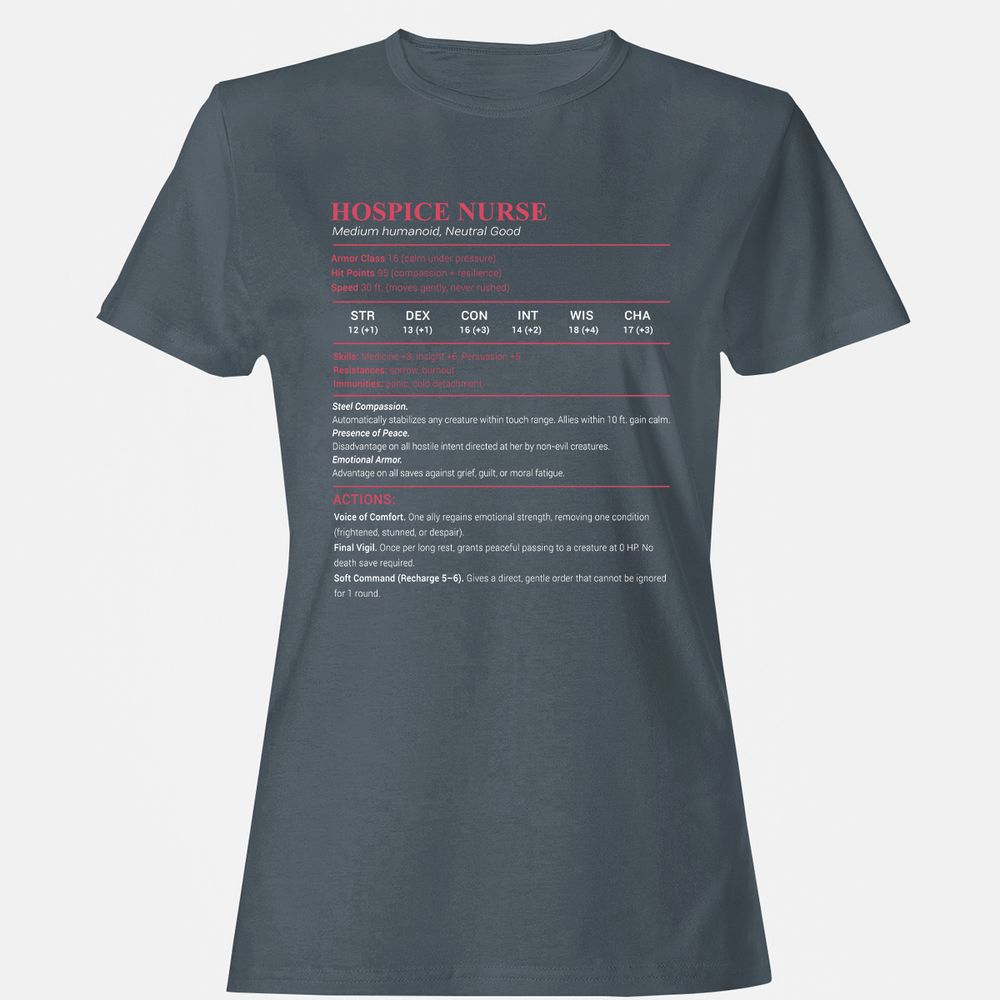 Hospice Nurse Stats Women's T-Shirt - Charcoal - 3