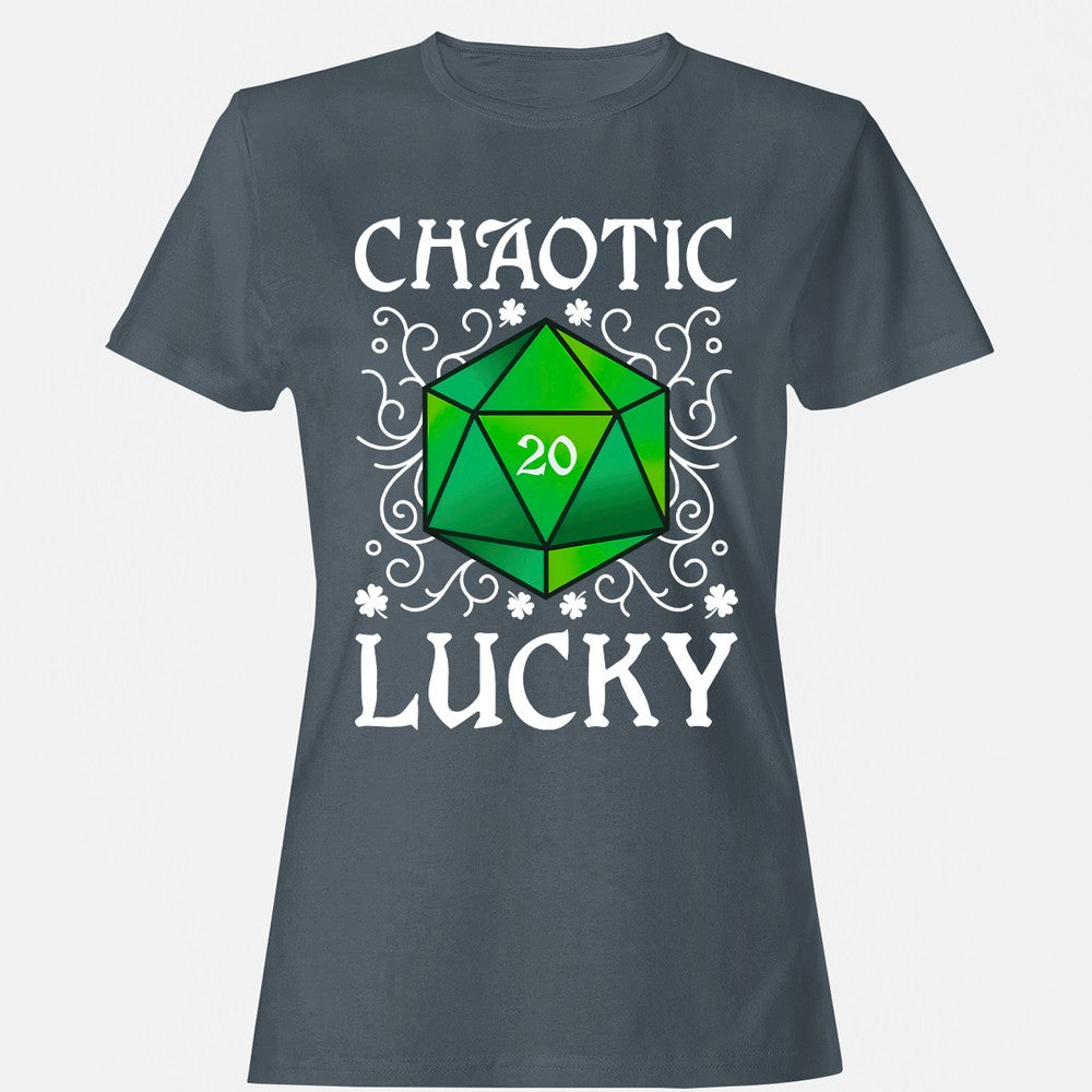 Chaotic Lucky D20 Dice Women's T-Shirt - Charcoal - 3