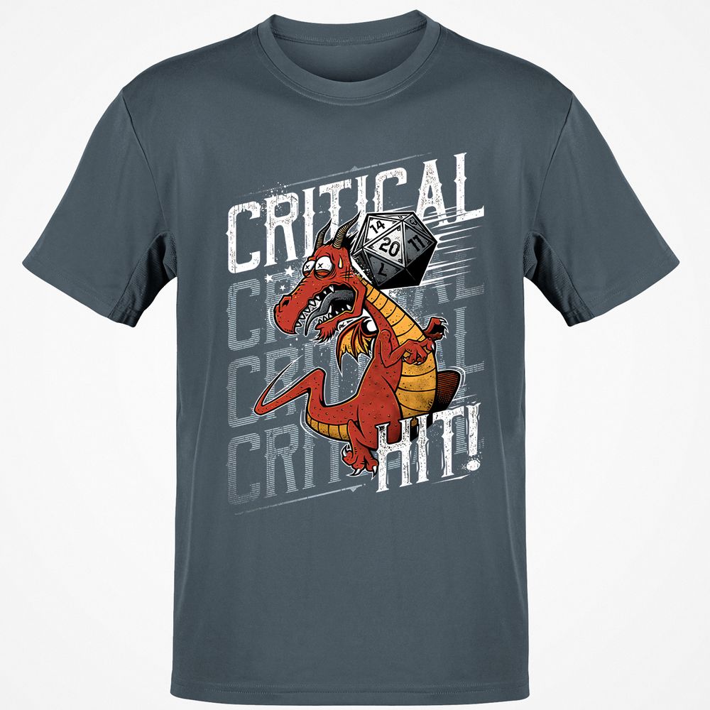 Funny Dragon Critical Hit Classic Unisex T-Shirt - Charcoal - 3
