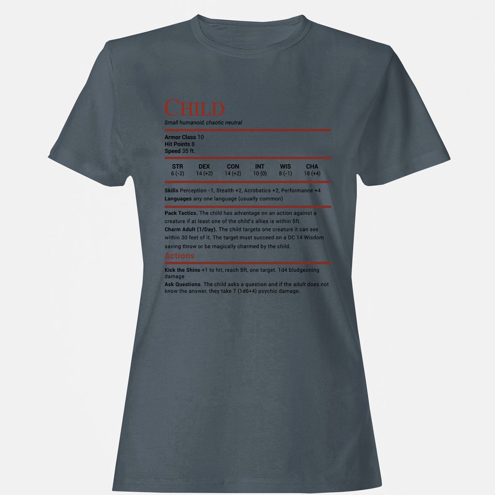 Child Stats Women's T-Shirt - Charcoal - 3