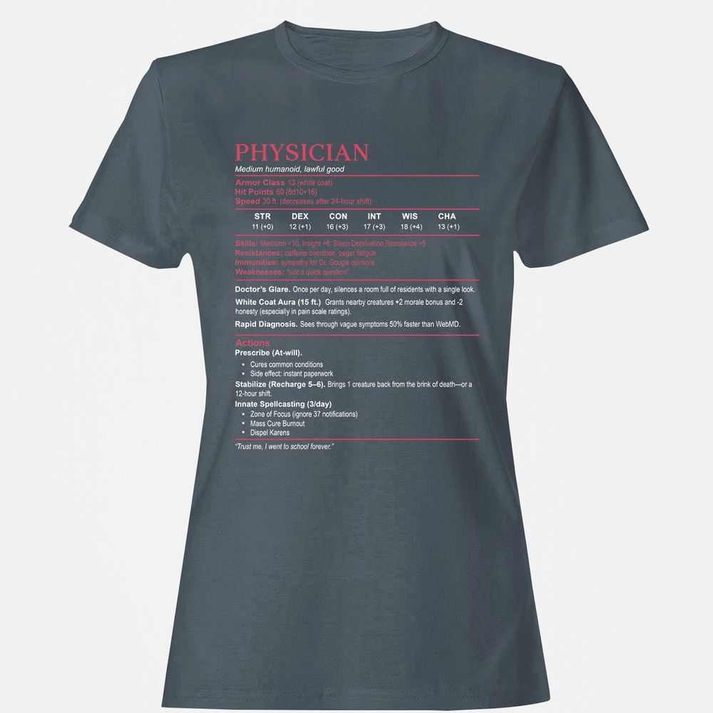 Physician Stats Women's T-Shirt - Charcoal - 3