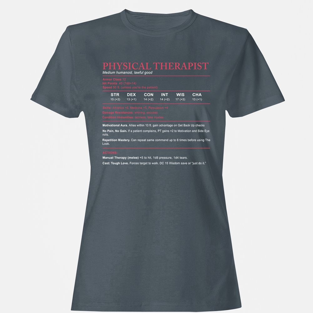 Physical Therapist Stats Women's T-Shirt - Charcoal - 3