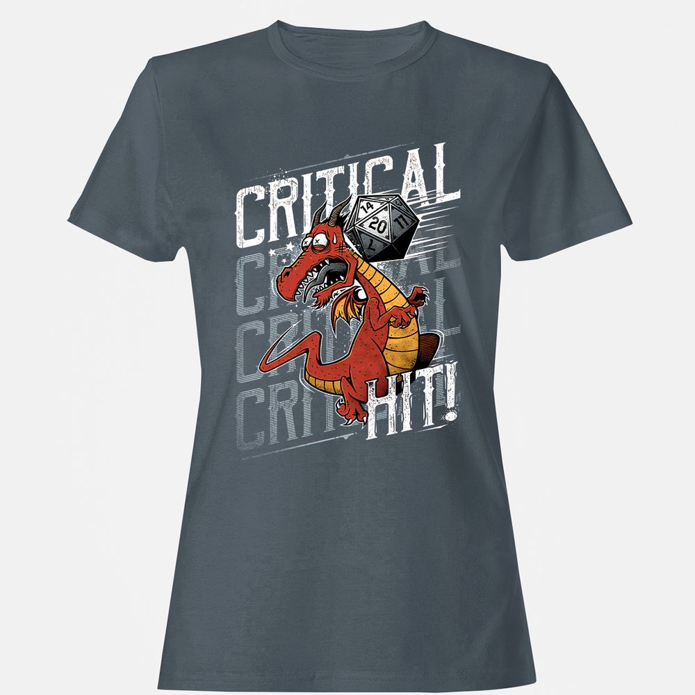 Funny Dragon Critical Hit Women's T-Shirt - Charcoal - 3