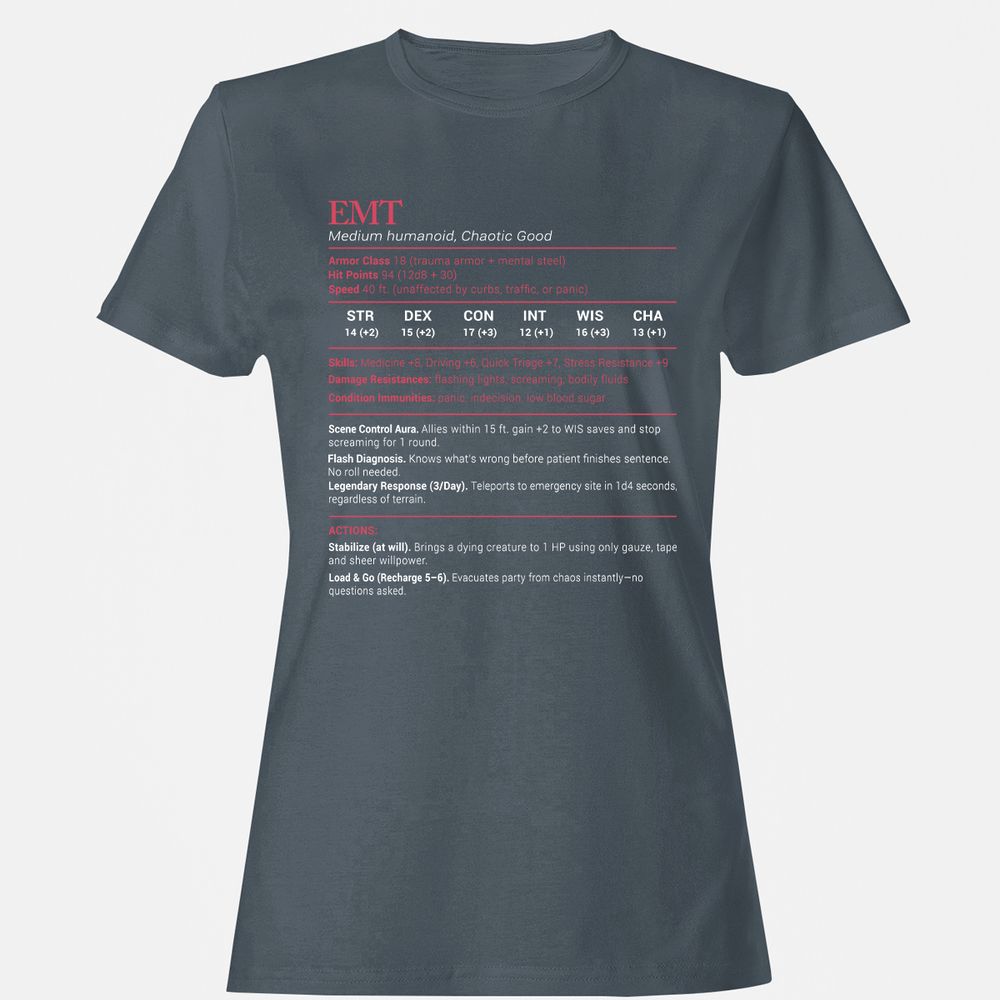 EMT Stats Women's T-Shirt - Charcoal - 3
