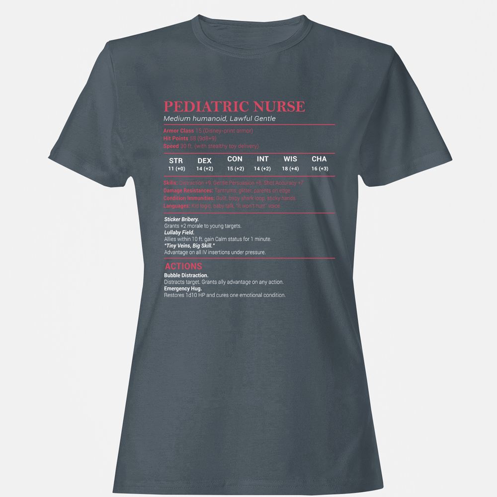 Pediatric Nurse Women's T-Shirt - Charcoal - 3