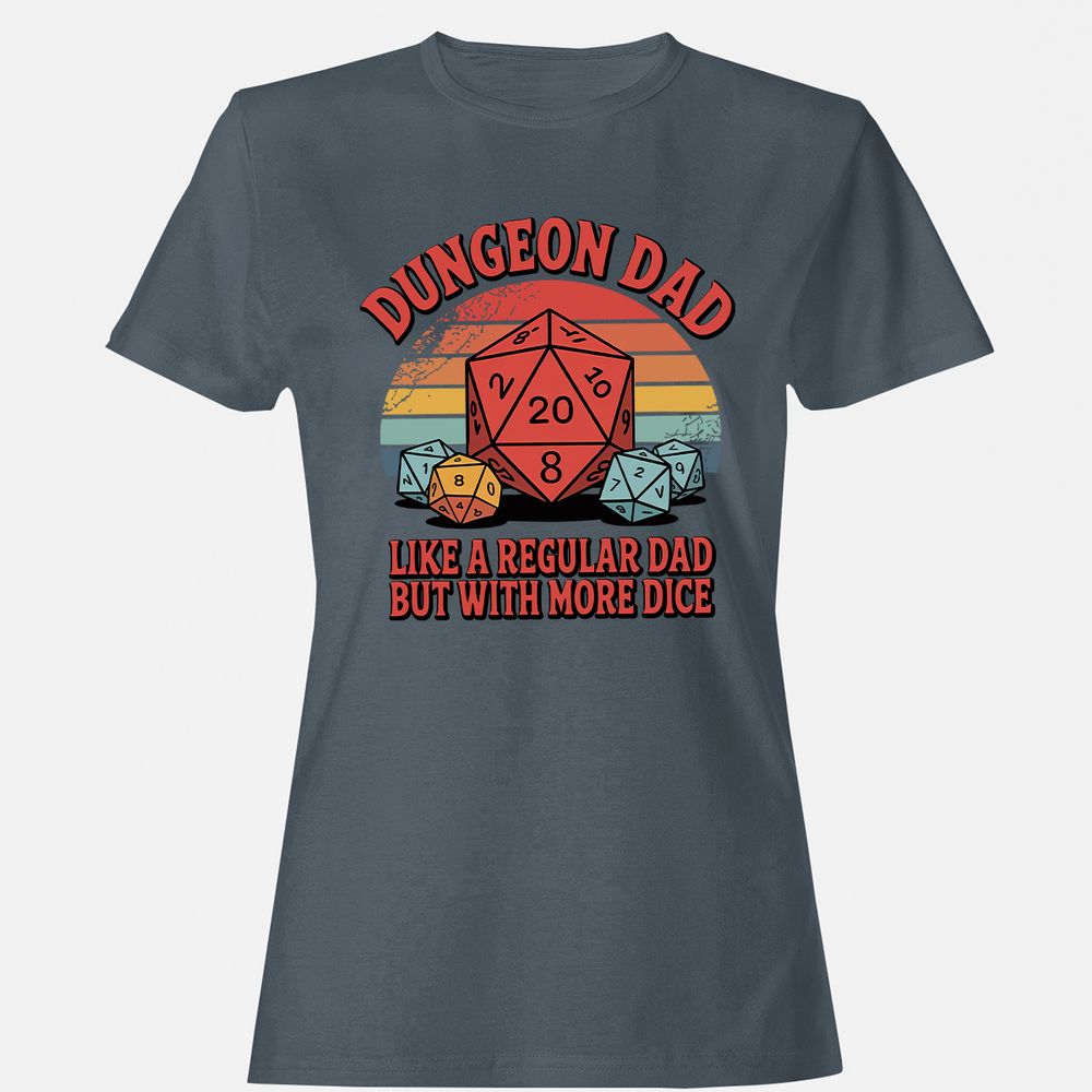 Dungeon Dad With More Dice Women's T-Shirt - Charcoal - 3
