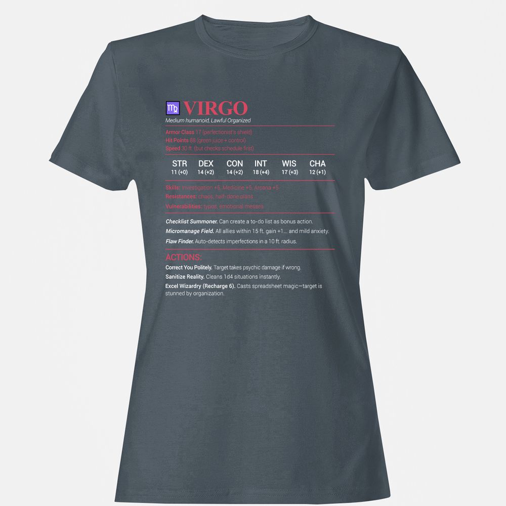 Virgo Stats Women's T-Shirt - Charcoal - 3
